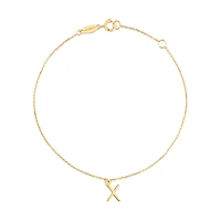 19cm (7.5") X Initial Bracelet in 10kt Yellow Gold