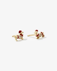 Dachshund Stud Earrings with Cubic Zirconia in 10kt Yellow Gold