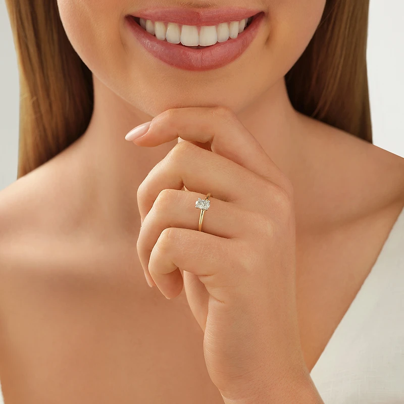 0.50 Carat TW Certified Oval Solitaire Engagement Ring in 18kt Yellow & White Gold