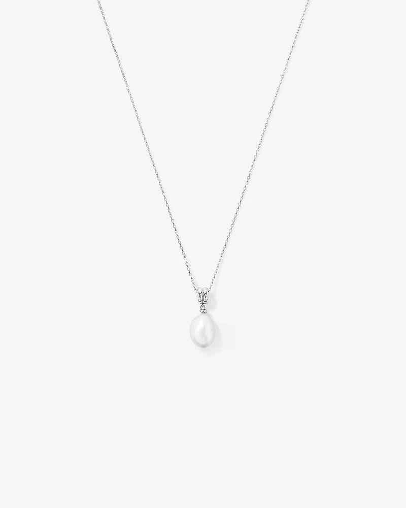 Two-Row Cultured Freshwater Baroque Pearl Pendant in Sterling Silver