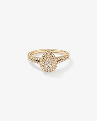 Bague halo de diamants en forme de poire de 0,30 carat en or jaune 10 kt
