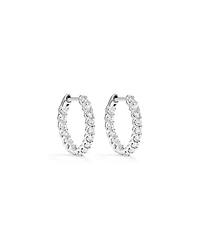 Boucles d’oreilles créoles en diamant cultivées en laboratoire TW de 1,00 carat serties en or blanc 10 carats