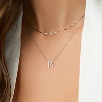 M' Initial necklace with 0.10 Carat TW of Diamonds in 10kt White Gold