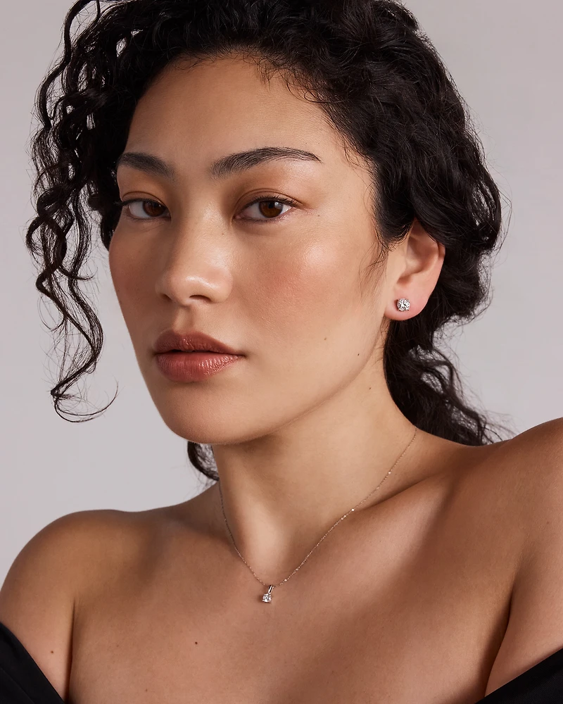 0.60 Carat TW Round Brilliant Laboratory-Grown Diamond Solitaire Stud Earrings in 10kt White Gold