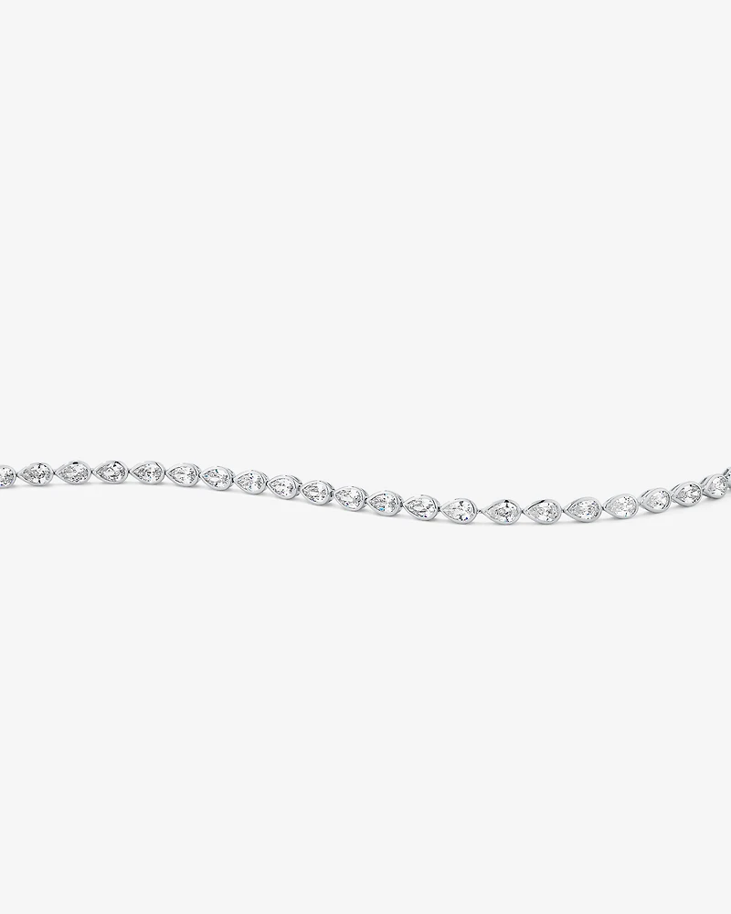 Bracelet Tennis en Zircon Cubique en Forme de Poire Serties en Chaton en Argent Sterling