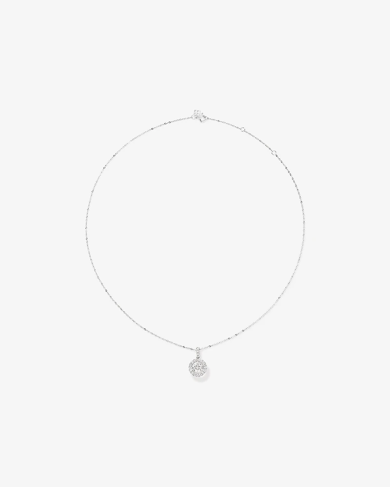 Lume Lab Round Pendant with 1.00 Carat TW of Laboratory-Grown Diamonds 10kt White Gold