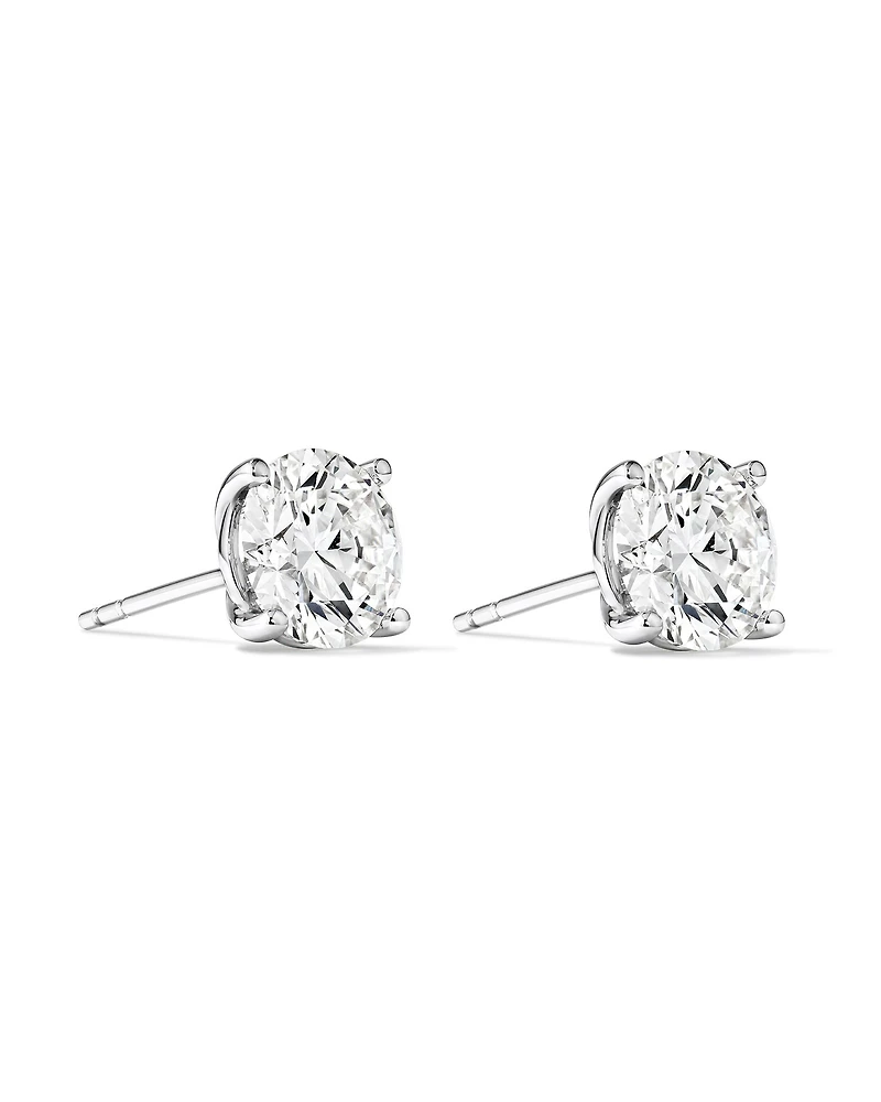 3,00 carats TW Boucles d’oreilles solitaires en diamants cultivés en laboratoire en or blanc 14 carats