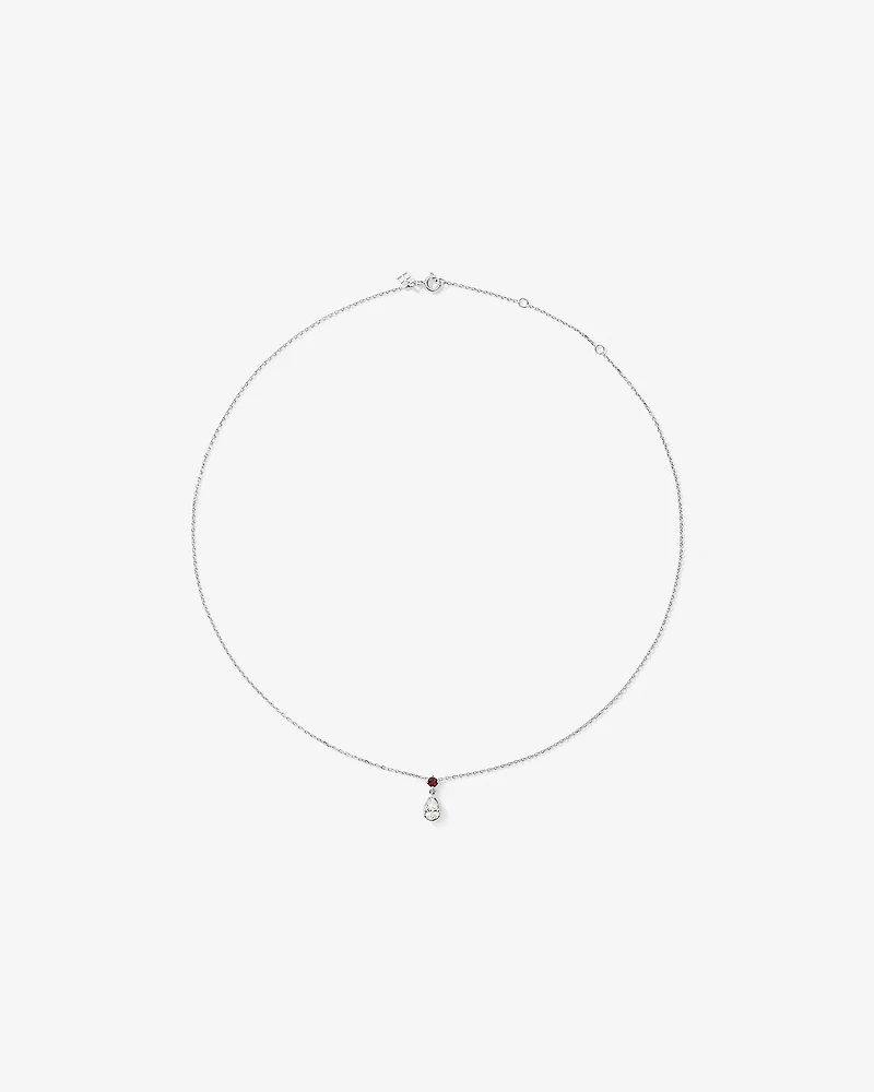 0.74 Carat TDW Pear Laboratory-Grown Diamond & Created Ruby Pendant and Earring Gift Set in Silver