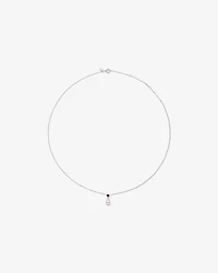 0.74 Carat TDW Pear Laboratory-Grown Diamond & Created Ruby Pendant and Earring Gift Set in Silver