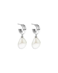 Two-Row Cultured Freshwater Baroque Pearl Drop Earrings in Sterling Silver