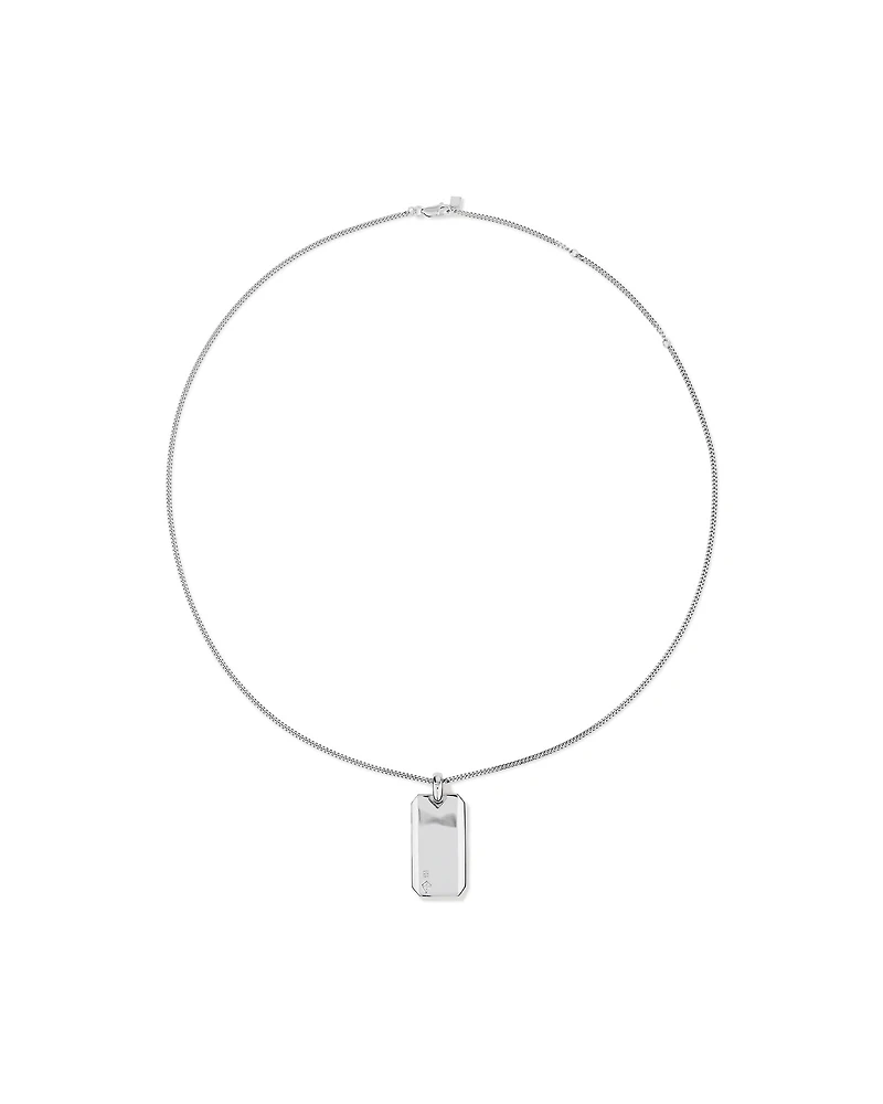 Plaque d'identité en argent sterling avec diamant