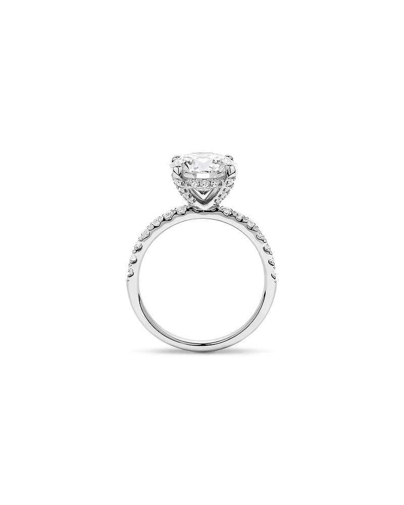 Bague de fiançailles en or blanc 18 carats avec diamant rond brillant de 3,50 carats cultivé en laboratoire