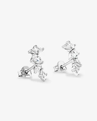 Cubic Zirconia Vine Stud Earrings in Sterling Silver