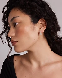 Pendants d'oreilles en barre de 6 à 6,5 mm en or jaune 10 K avec perles baroques d'eau douce de culture