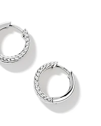 Textured Double Huggie Earrings in Sterling Silver