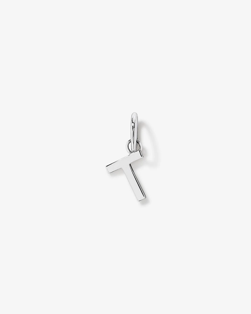Letter T Initial Pendant in Sterling Silver