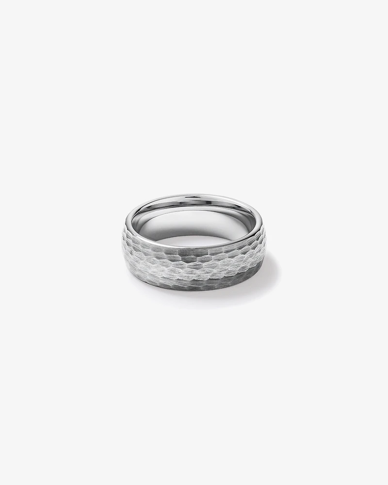 8mm Hammered Wedding Band in Tungsten
