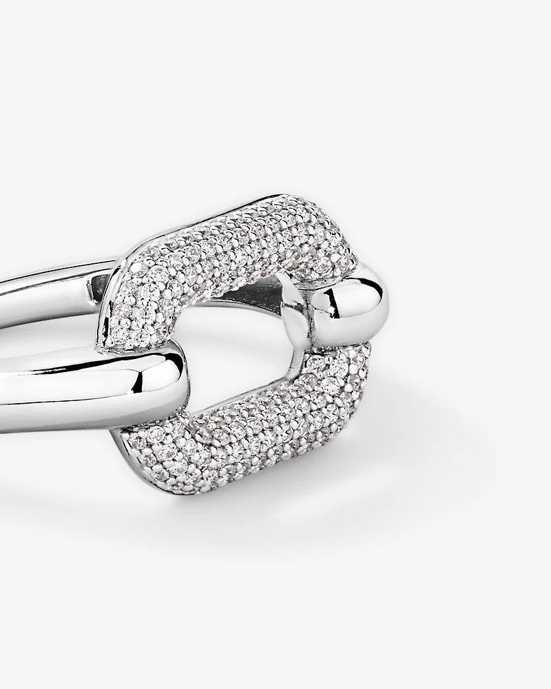 Luxe Links Ring with Cubic Zirconia in Sterling Silver
