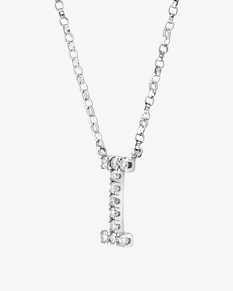 I Initial Necklace with 0.10 Carat TW of Diamonds in 10kt White Gold