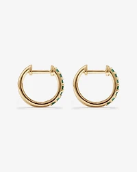 Huggie Earrings with Emerald in 10kt Yellow Gold