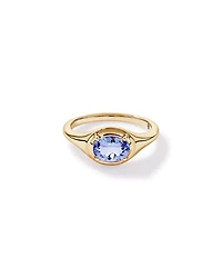 Oval Cut Tanzanite East-to-West Set Ring 10kt Yellow Gold