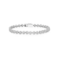 5.02 Carat TW 9 Stone Cluster Diamond Tennis Bracelet in 14kt White Gold