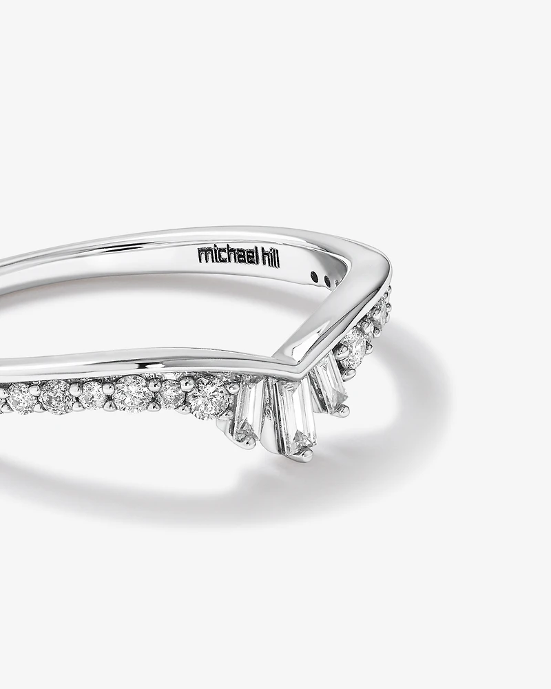 Chevron Wedding Band with .25TW of Diamonds in 14k White Gold