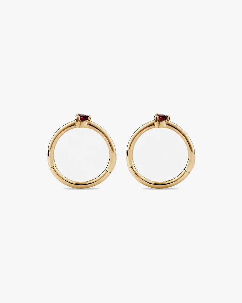 10mm Garnet Accent Sleepers in 10kt Yellow Gold