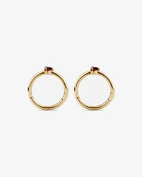 10mm Garnet Accent Sleepers in 10kt Yellow Gold