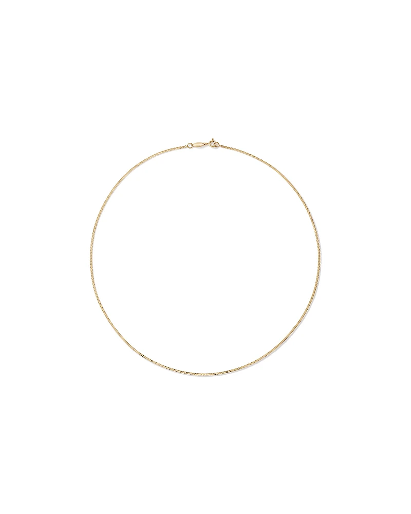 45cm (17") 1.44mm Width Solid Diamond Cut Curb Chain in 10kt Yellow Gold