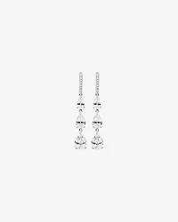 Pear Shape Cubic Zirconia Triple Drop Stud Earrings in Sterling Silver