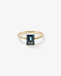 Emerald Cut London Blue Topaz Gemstone Solitaire Ring in 10kt Yellow Gold