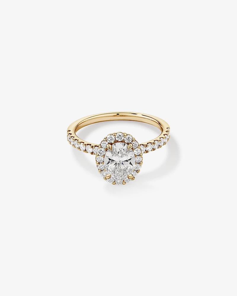 1.78 Carat TW Oval Laboratory-Grown Diamond Halo Engagement Ring in 14kt Yellow Gold