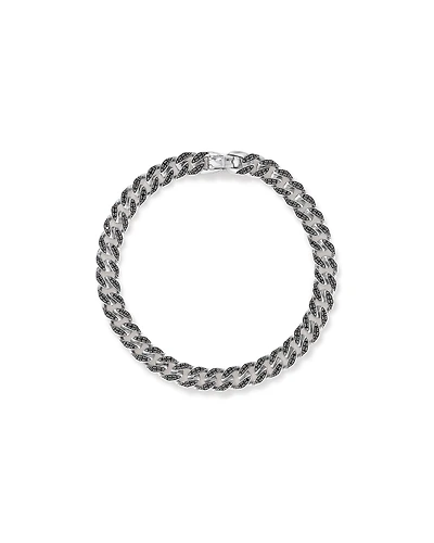 Bracelet cubain pour hommes en argent sterling avec diamants noirs de 1,32 carat au total