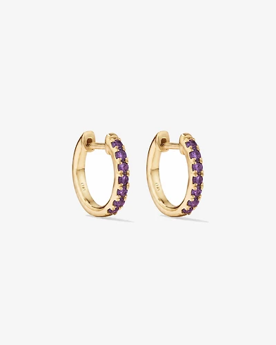 Boucles d'oreilles anneaux Améthyste en or jaune 10 ct