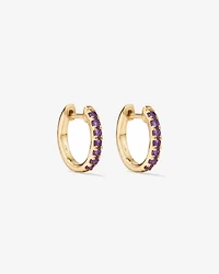 Boucles d'oreilles anneaux Améthyste en or jaune 10 ct