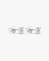 Floral Stud Earrings with Cubic Zirconia in Sterling Silver