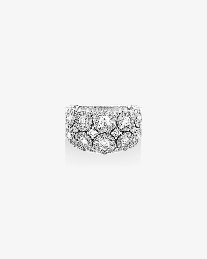 Bague à bulles à 2 rangs en or blanc 14 K avec diamants totalisant 2 ct