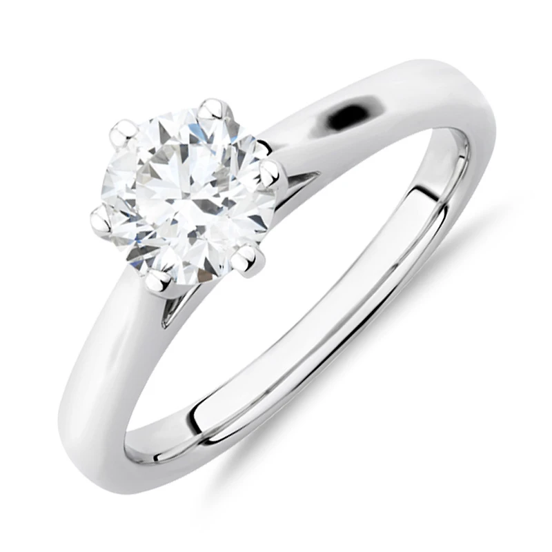 Certified Solitaire Engagement Ring with a 1 Carat TW Diamond in 14kt White Gold