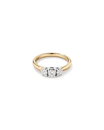 0.50 Carat TW Three Stone Round Brilliant Diamond Engagement Ring 14kt Yellow and White Gold