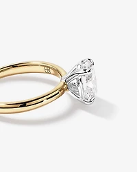 Bague de fiançailles solitaire en or jaune et blanc 14 carats, taille ovale, diamant de synthèse de 1,75 carat poids total total