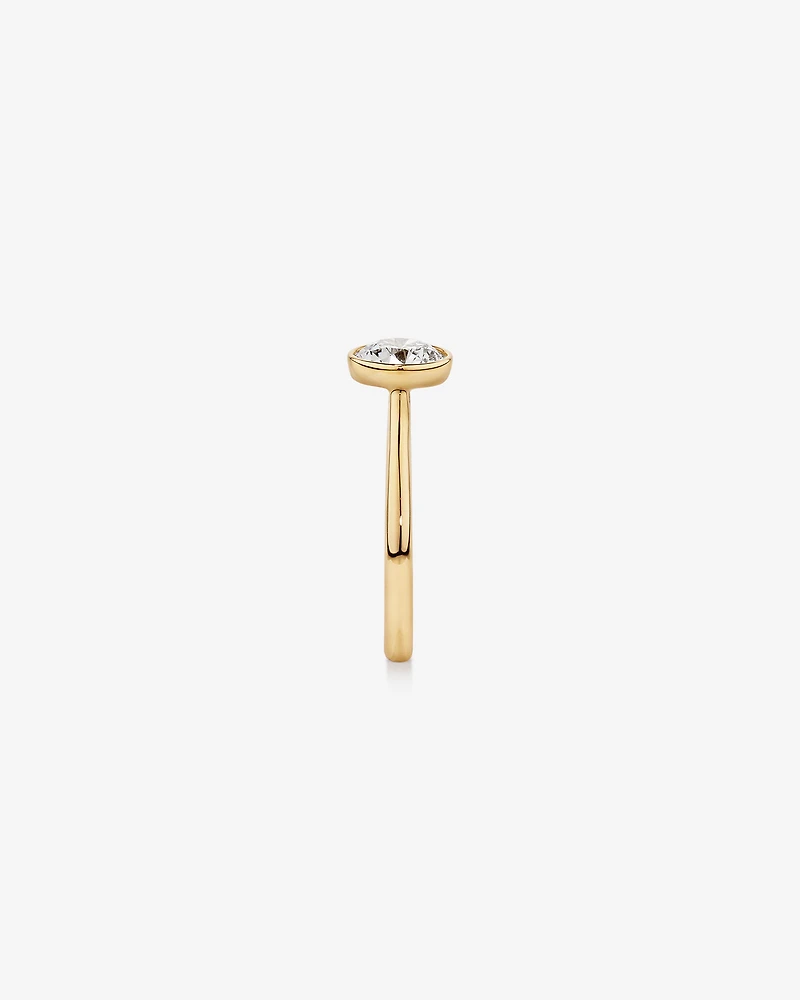 1.25 Carat TW Round Brilliant Laboratory-Grown Diamond Solitaire Bezel Set Engagement Ring 14kt Yellow Gold