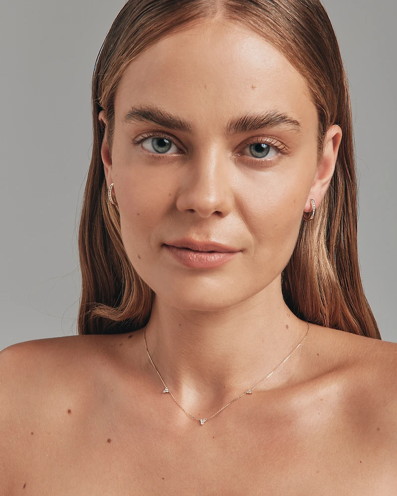 Station Necklace With 0.25 Carat TW Diamonds in 10kt Yellow Gold