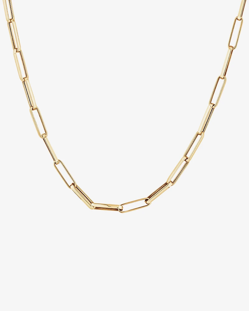 Chaîne creuse à maillons rectangulaires en or jaune 10 K de 45 cm, largeur de 4 à 4,5 mm