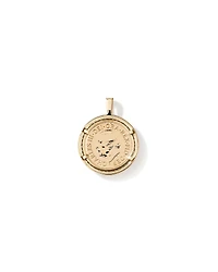 0.38 Carat TW Diamond Half Sovereign Medallion Pendant in 10kt and 22kt Yellow Gold