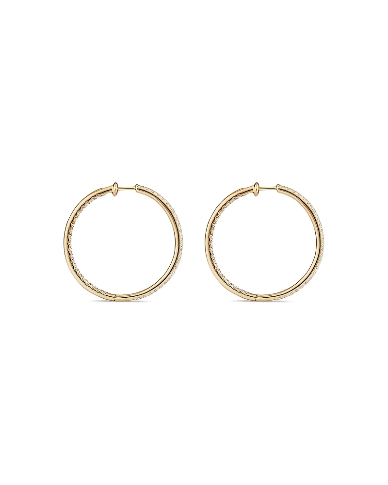 Hoop Earrings With 1.00 Carat TW of Diamonds Set in 10kt Yellow Gold