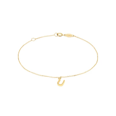 19cm (7.5") U Initial Bracelet in 10kt Yellow Gold