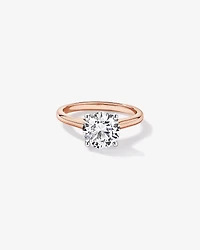 Bague solitaire en or rose et blanc 14 carats, sertie d'un diamant rond brillant de 2,32 carats, cultivé en laboratoire