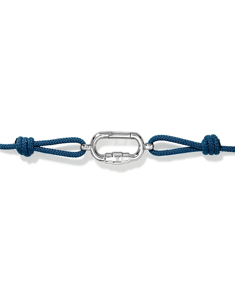 Blue Double Knotted Cord Bracelet in Sterling Silver