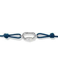 Blue Double Knotted Cord Bracelet in Sterling Silver